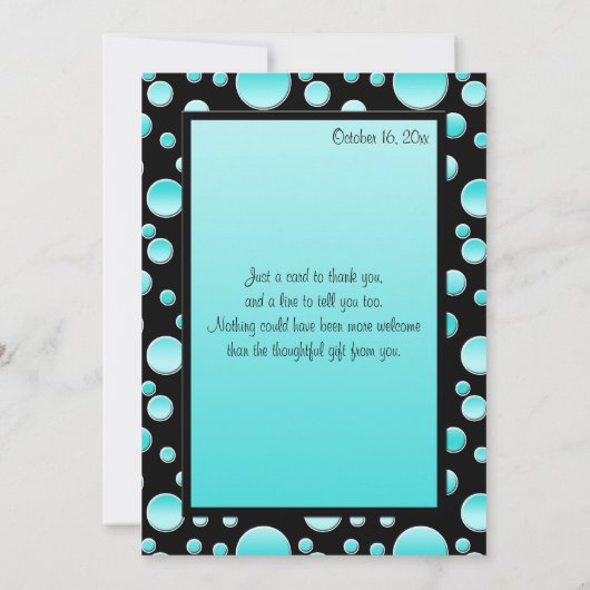 水および黒い水玉模様の写真のサンキューカード サンキューカード (裏面)