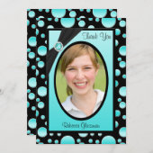 水および黒い水玉模様の写真のサンキューカード サンキューカード (正面/裏面)