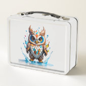 水お洒落の飛沫を伴うフクロクマ メタルランチボックス (裏面)