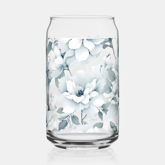 水お洒落彩園花の模様 ガラス缶 (正面)