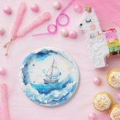 水お洒落航海の色の男の子のシャワー ペーパープレート (パーティー)