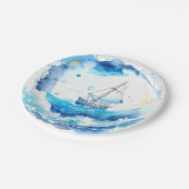 水お洒落航海の色の男の子のシャワー ペーパープレート (アングル)