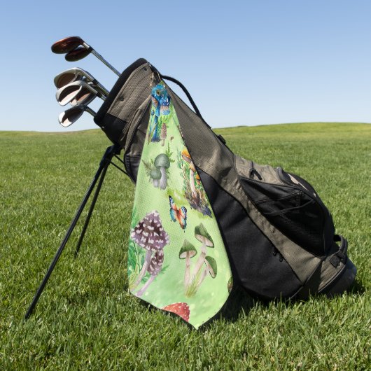 水お洒落色きのこ園 ゴルフタオル (グリーン)