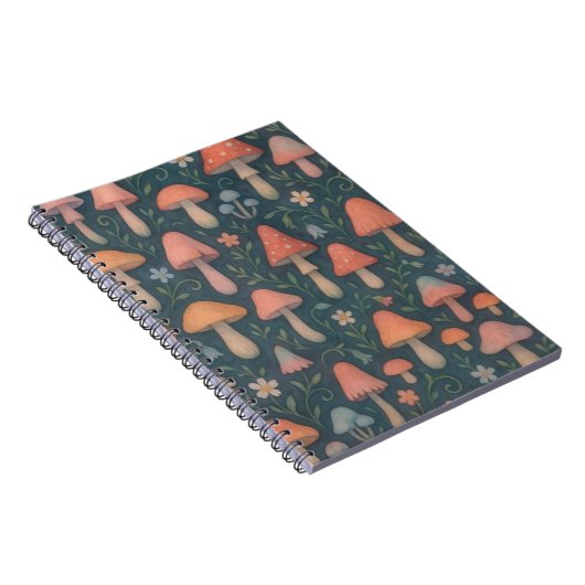 水お洒落色きのこ模様 ノートブック (右側)