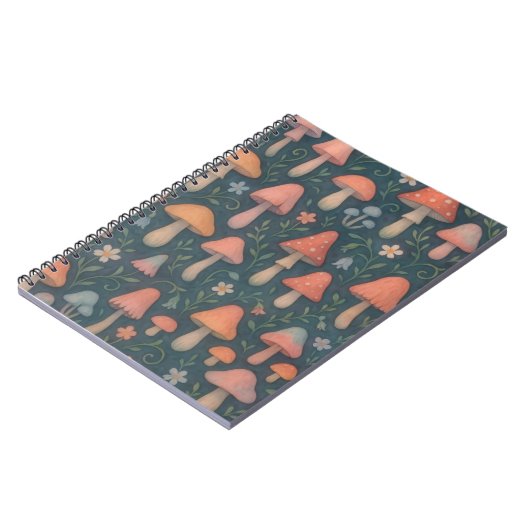 水お洒落色きのこ模様 ノートブック (左側)