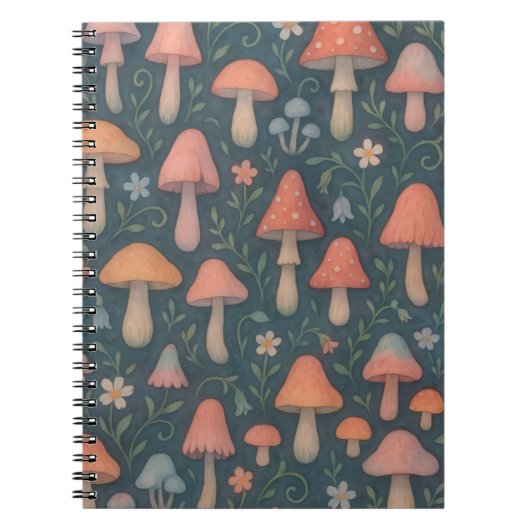 水お洒落色きのこ模様 ノートブック (正面)