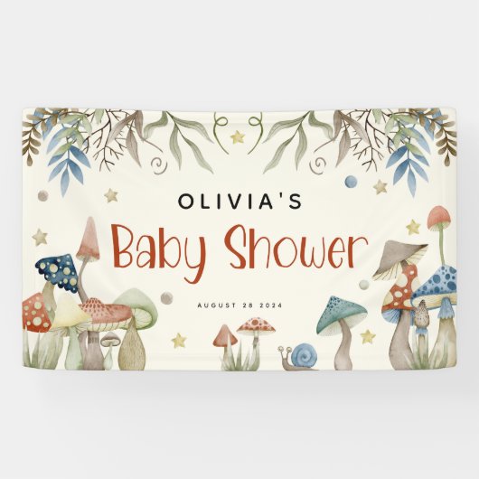 水お洒落色きのこ赤ちゃんシャワー 横断幕 (横)