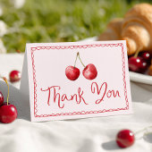 水お洒落色さくらんぼベビーシャワー サンキューカード