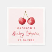 水お洒落色さくらんぼベビーシャワー スタンダードカクテルナプキン (正面)