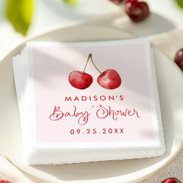 水お洒落色さくらんぼベビーシャワー スタンダードカクテルナプキン