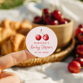 水お洒落色さくらんぼベビーシャワー ラウンドシール