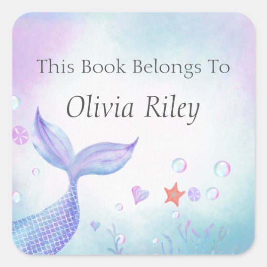 水お洒落色の人魚この本は次のものだ スクエアシール (正面)