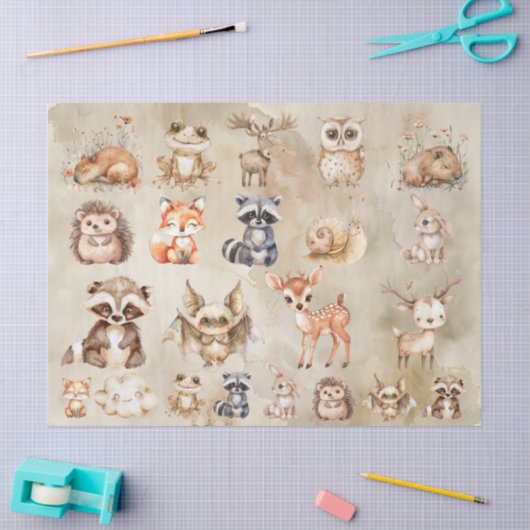 水お洒落色の動物のデカップコレクション 薄葉紙 (クラフト)