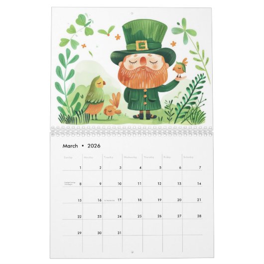 水お洒落色の動物カラフル カレンダー (3月 2026)