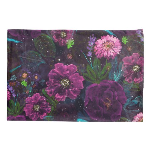 水お洒落色の夜の庭のフローラ手痛 枕カバー (裏面)