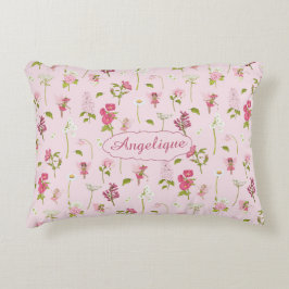 水お洒落色の妖精&花ピンク アクセントクッション