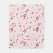 水お洒落色の妖精&花ピンク フリースブランケット (正面)