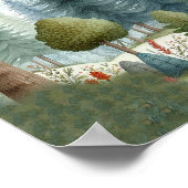 水お洒落色の森の動物キッズ子供部屋 ポスター (角)