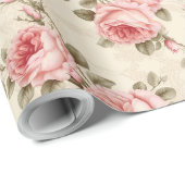水お洒落色の汚れたシックなピンクフランスののバラ ラッピングペーパー (ロールコーナー)