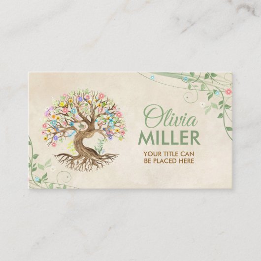 水お洒落色の生命の木 名刺 (正面)