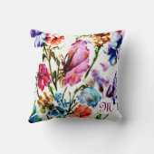 水お洒落色の花（モノグラム） クッション (裏面)