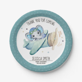 水お洒落色の象の飛行機の赤ちゃんシャワー ペーパープレート
