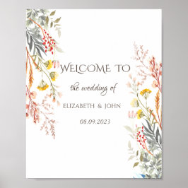 水お洒落色の野花を乾燥 ポスター