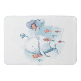 水お洒落色の鯨魚 バスマット