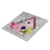 水お洒落色の鳥と音楽 タイル (側面)