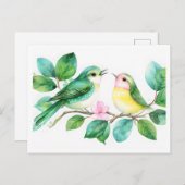 水お洒落色の鳥オンリーリーフ ポストカード (正面/裏面)