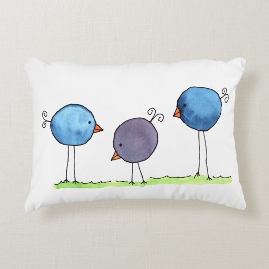 水お洒落色の鳥3 アクセントクッション (正面)