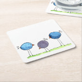 水お洒落色の鳥3 スクエアペーパーコースター (アングル)