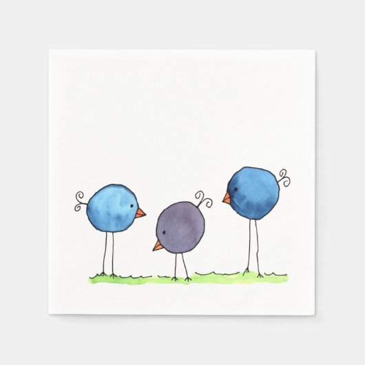 水お洒落色の鳥3 スタンダードカクテルナプキン (正面)