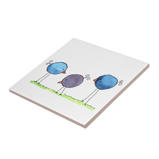 水お洒落色の鳥3 タイル (側面)