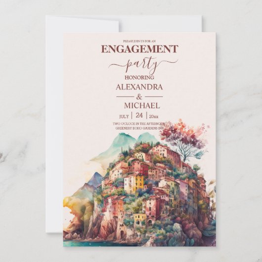 水お洒落色イタリアンデザイン 招待状 (正面)