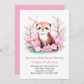 水お洒落色オッターガールベビーシャワー 招待状 (正面/裏面)