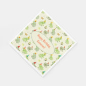 水お洒落色カエル誕生日パーティー スタンダードランチョンナプキン (角)