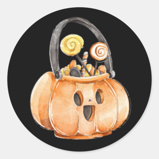 水お洒落色カボチャ飴ハロウィーン ラウンドシール (正面)