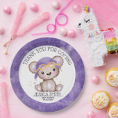 水お洒落色ガールパイロットテディベア ペーパープレート (パーティー)