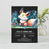 水お洒落色キツネ誕生日デジタル 招待状 (スタンド正面)