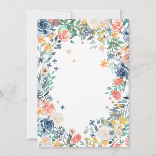 水お洒落色キャットピンクホワイトフローラアーバー 招待状 (裏面)