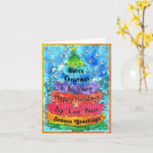 水お洒落色クリスマスツリーと単語 カード (黄色い花)