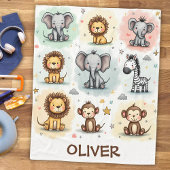 水お洒落色サファリ動物ドードル フリースブランケット