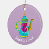 水お洒落色ティーポット セラミックオーナメント (左)