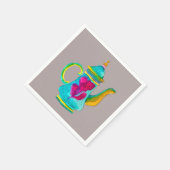 水お洒落色トルコのティーポット スタンダードカクテルナプキン (角)