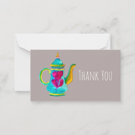 水お洒落色トルコのティーポット ノートカード (正面)