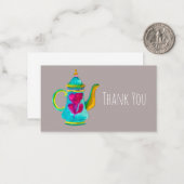 水お洒落色トルコのティーポット ノートカード (正面/裏面インサイチュ)