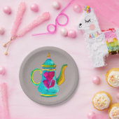 水お洒落色トルコのティーポット ペーパープレート (パーティー)