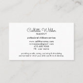 水お洒落色ナニーチャイルドッグ 名刺 (裏面)