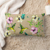 水お洒落色ハミングバード&フラワーズ ランバークッション (ブランケット)